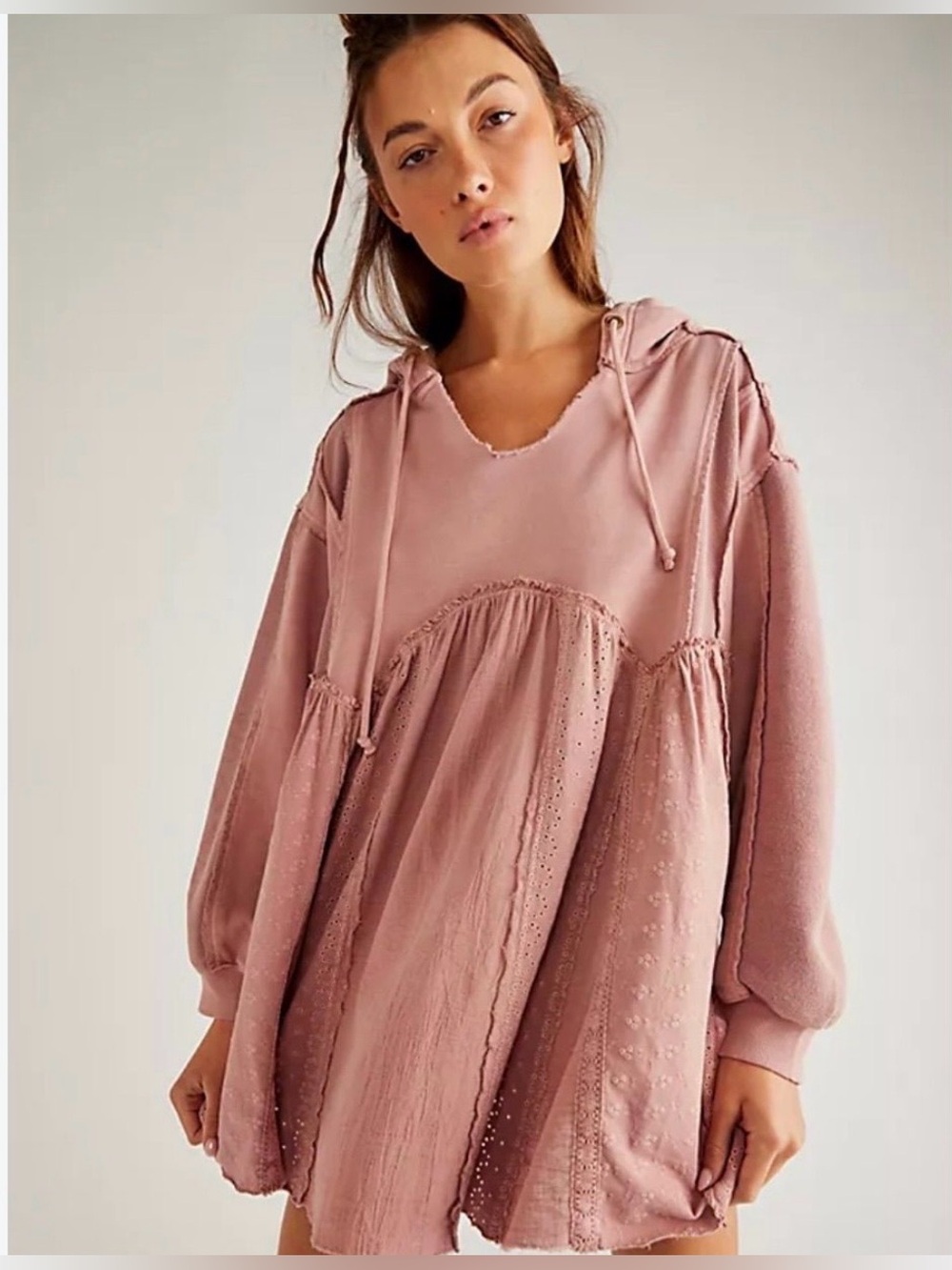 ▪️NWOT Free People Juniper Cotton Pullover Sweatshirt in Rosie Pink-S